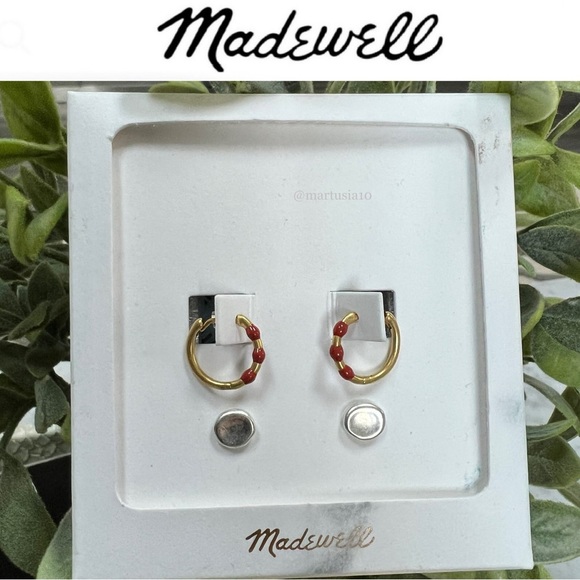 Madewell Jewelry - Madewell Enamel Bead Huggie Mini Hoop + Stud Earrings Set